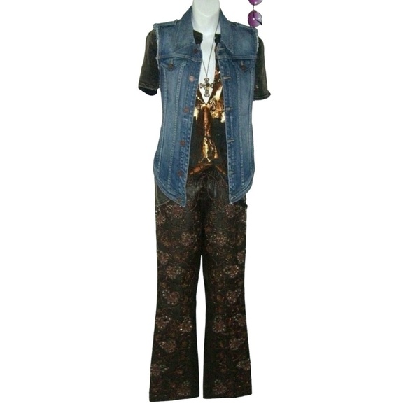 Blank NYC Vest Denim Distressed Fray Jean Festival Grunge alt egirl Rock Concert - Picture 5 of 10